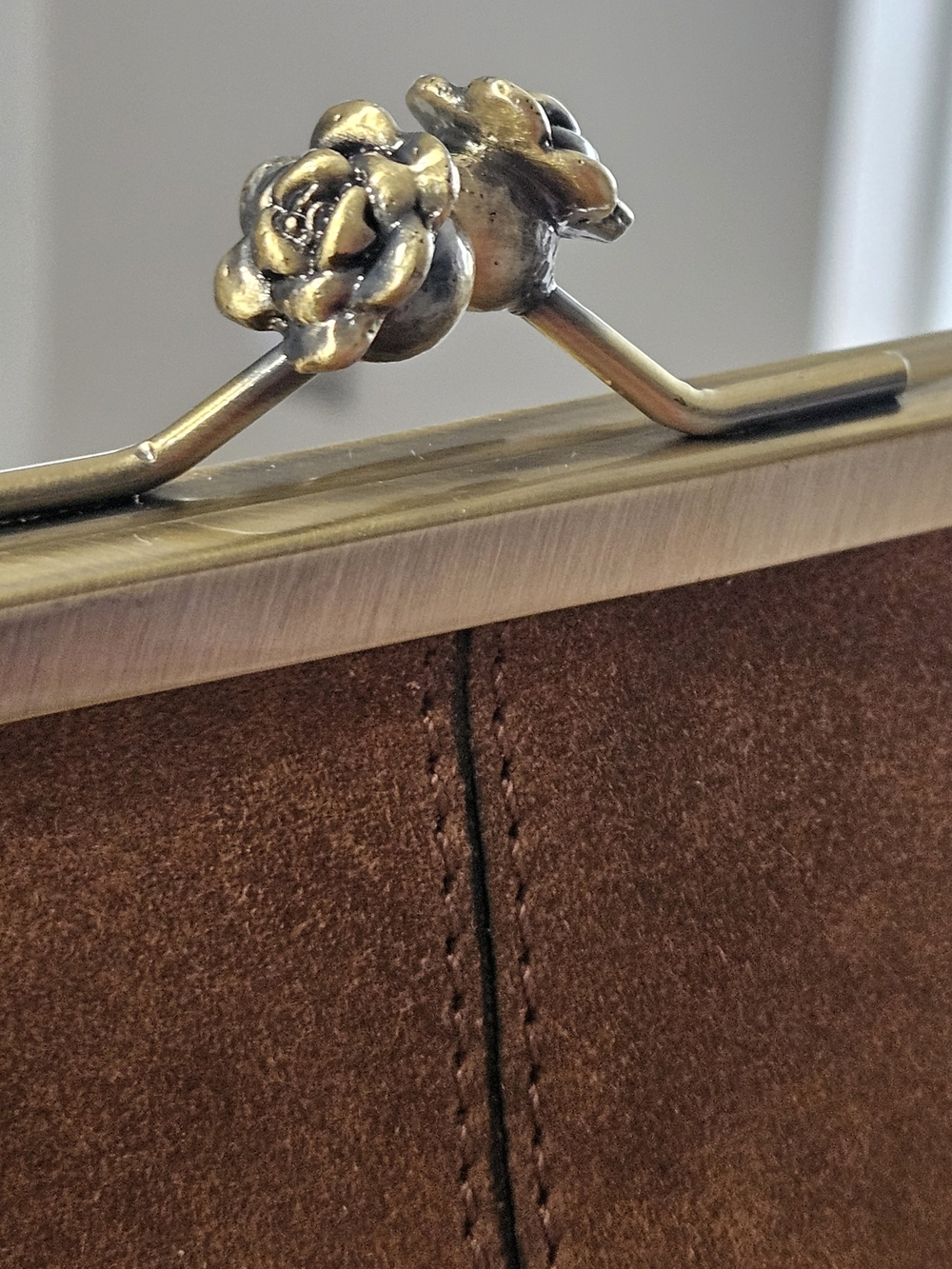 Patricia Nash Serafina Oversized Suede Kisslock Satchel Cognac NWT - Picture 13 of 17